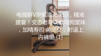 电报群VIP高清无水印，精液盛宴！变态老哥调教母狗堂妹，加精寿司 美足交，射逼上内裤里 (1)